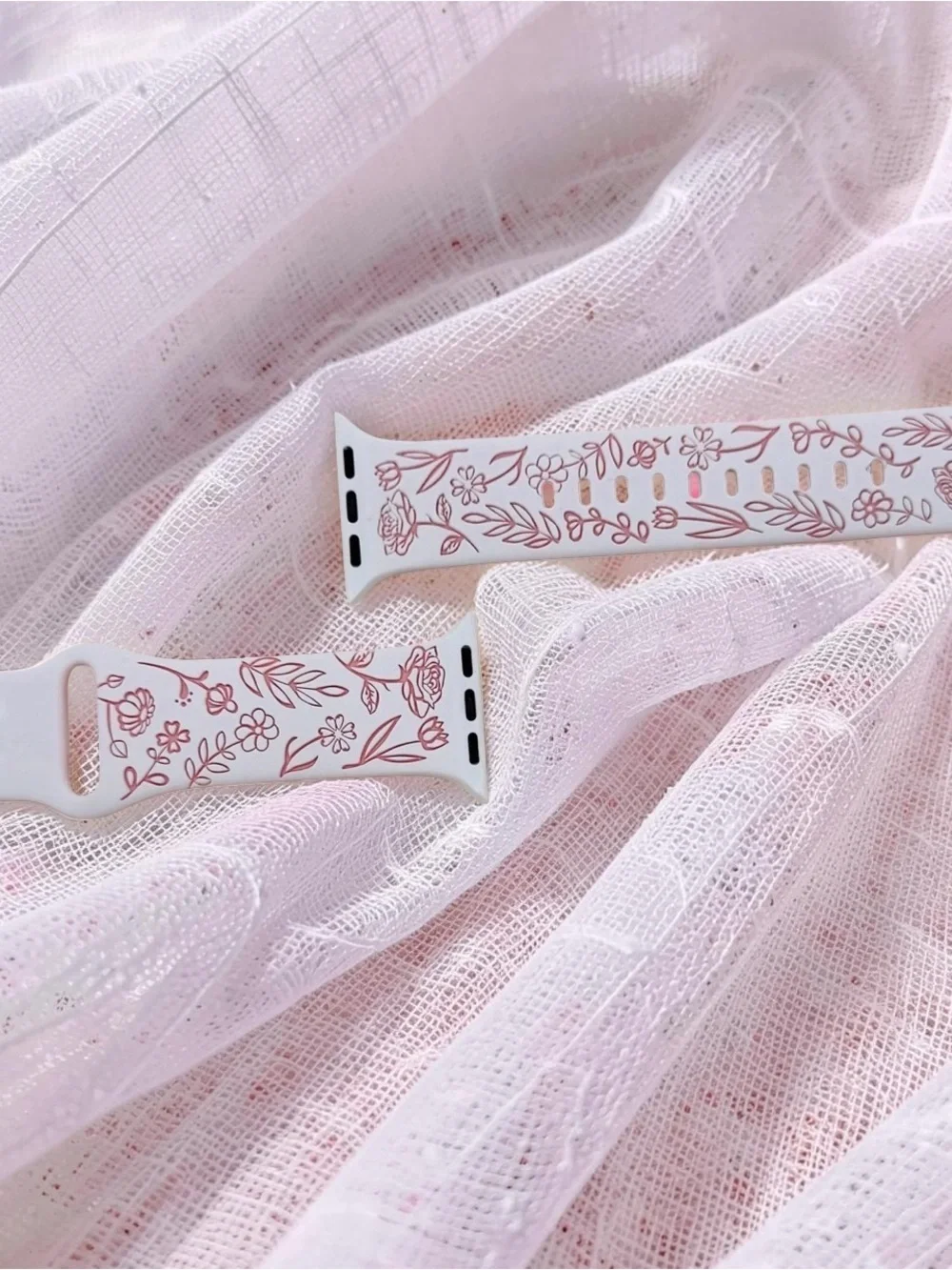 New Floral Design Apple Watch Bands 38mm 40mm 41mm in Pink White